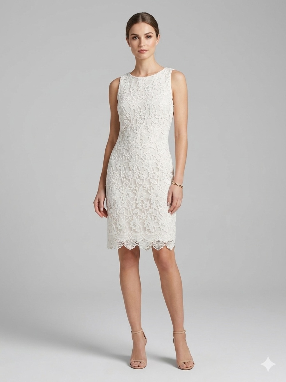 LAUREN Ralph Lauren Spring White Floral Lace Sheath Dress Size 6 Woman’s